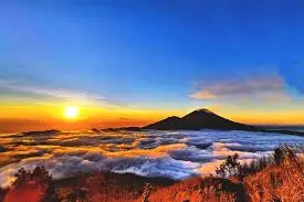 Mount Batur sunrise trek with panoramic view of Lake Batur and Mount Agung in Bali