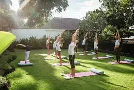 Guests enjoying sunrise meditation during Wellness and Yoga Tours in Bali