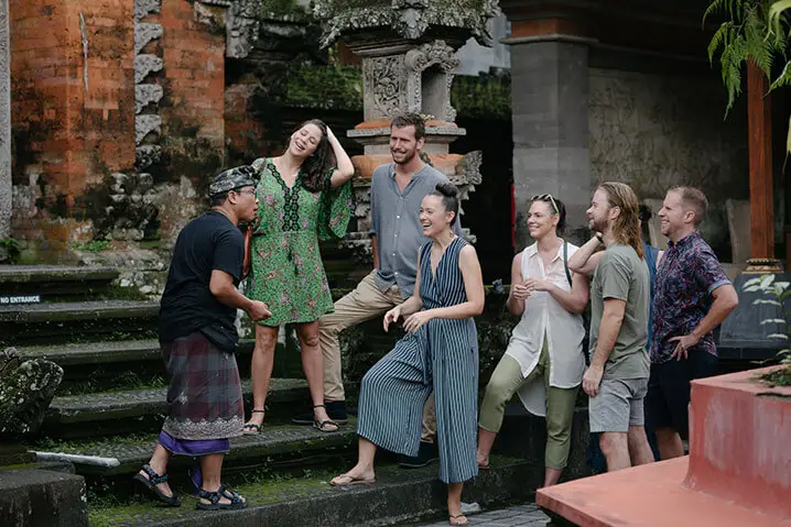 Group of tourists exploring Bali with expert Bali tour guides for cultural insights